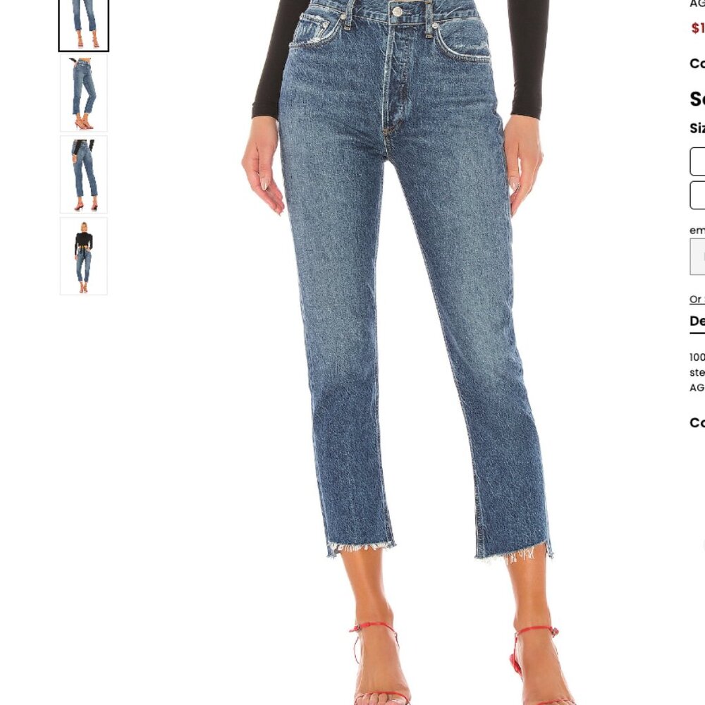 Agolde Riley High Rise Straight Crop Size 28